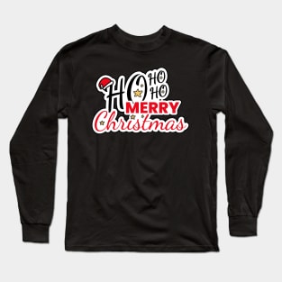 Ho HO HO Merry Christmas Santa Text Design Long Sleeve T-Shirt